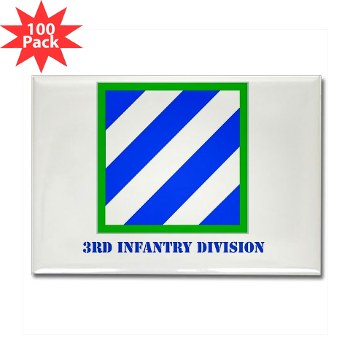 03ID - M01 - 01 - SSI - 3rd Infantry Division with Text Rectangle Magnet (100 pack)