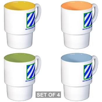 03ID - M01 - 03 - SSI - 3rd Infantry Division with Text Stackable Mug Set (4 mugs)