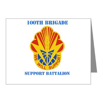100BSB - M01 - 02 - DUI - 100th Brigade - Support Battalion with Text - Note Cards (Pk of 20)