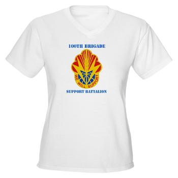 100BSB - A01 - 04 - DUI - 100th Brigade - Support Battalion with Text - Women's V-Neck T-Shirt