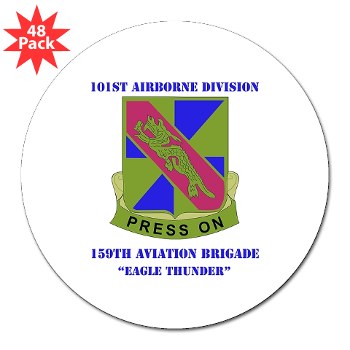 101ABN159CAB - M01 - 01 - DUI - 159th Aviation Bde - Eagle Thunder with Text - 3" Lapel Sticker (48 pk)