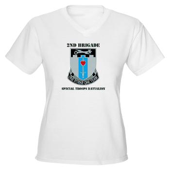101ABN2BSTB - A01 - 04 - DUI - 2nd Brigade - Special Troops Battalion with Text Women's V-Neck T-Shirt