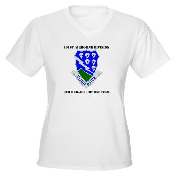 101ABN4BCT - A01 - 04 - DUI - 4th BCT with text - Women's V-Neck T-Shirt