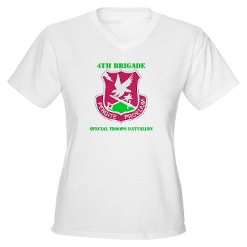 101ABN4BSTB - A01 - 04 - DUI - 4th Bde - Special Troops Bn with Text - Women's V-Neck T-Shirt - Click Image to Close