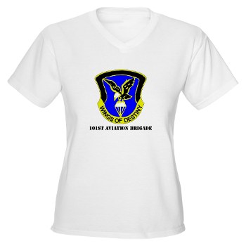 101ABNCAB - A01 - 04 - DUI - 101st Aviation Brigade - Wings of Destiny with Text - Women's V-Neck T-Shirt
