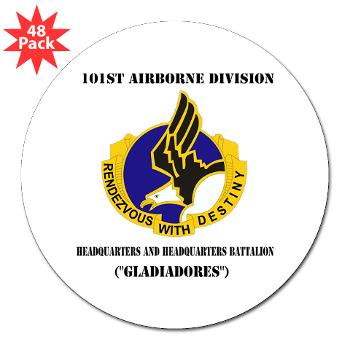 101ABNHHB - M01 - 01 - 101st Headquarters and Headquarters Battalion with Text 3" Lapel Sticker (48 pk) - Click Image to Close