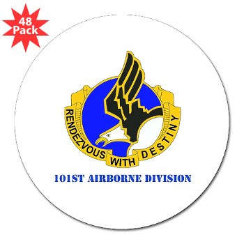 101ABN - M01 - 01 - DUI - 101st Airborne Division with Text 3" Lapel Sticker (48 Pk)