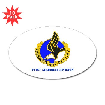101ABN - M01 - 01 - DUI - 101st Airborne Division with Text Sticker (Oval 10 pack) - Click Image to Close