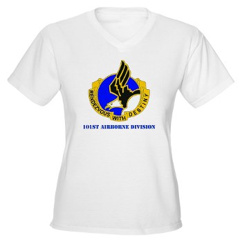 101ABN - A01 - 04 - DUI - 101st Airborne Division with Text Women's V-Neck T-Shirt