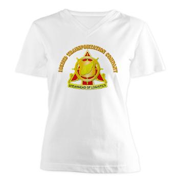 1052TC - A01 - 04 - 1052nd Transportation Company With Text - Women's V-Neck T-Shirt