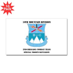 10MTN2BCTCSTB - M01 - 01 - DUI - 2nd BCT - Special Troops Bn with Text Sticker (Rectangle 10 pk)