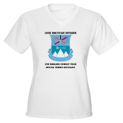10MTN2BCTCSTB - A01 - 04 - DUI - 2nd BCT - Special Troops Bn with Text Women's V-Neck T-Shirt