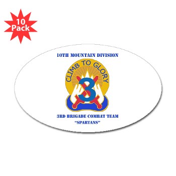 10MTN3BCTS - M01 - 01 - DUI - 3rd BCT - Spartans with Text - Sticker (Oval 10 pk)
