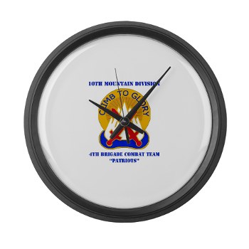 10MTN4BCTP - M01 - 03 - DUI - 4th BCT - Patriots with Text - Large Wall Clock