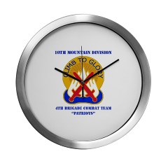 10MTN4BCTP - M01 - 03 - DUI - 4th BCT - Patriots with Text - Modern Wall Clock