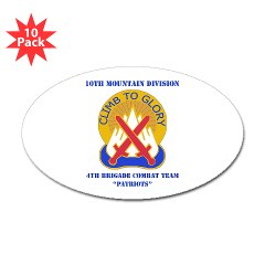 10MTN4BCTP - M01 - 01 - DUI - 4th BCT - Patriots with Text - Sticker (Oval 10 pk)