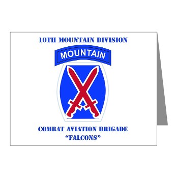 10MTNCABF - M01 - 02 - DUI - Combat Aviation Brigade - Falcons with text - Note Cards (Pk of 20)