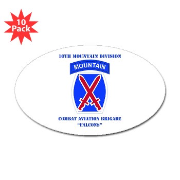 10MTNCABF - M01 - 01 - DUI - Combat Aviation Brigade - Falcons with text - Sticker (Oval 10 pk)