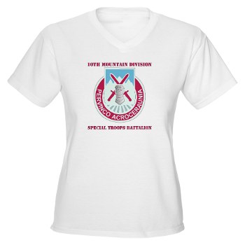 10MTNDSTB - A01 - 04 - DUI - 10th Division - Special Troops Bn with Text - Women's V-Neck T-Shirt
