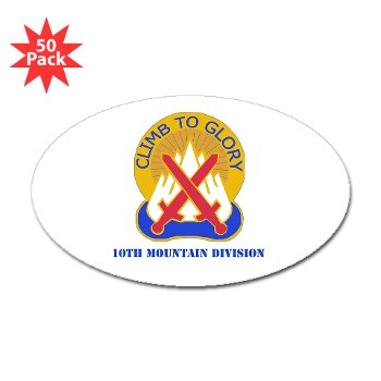 10mtn - M01 - 01 - DUI - 10th Mountain Division with Text Sticker (Oval 50 pk) - Click Image to Close