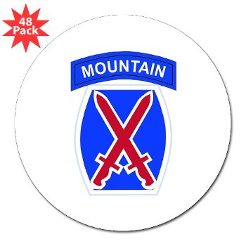 10mtn - M01 - 01 - SSI - 10th Mountain Division 3" Lapel Sticker (48 pk) - Click Image to Close