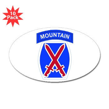 10mtn - M01 - 01 - SSI - 10th Mountain Division Sticker (Oval 10 pk)