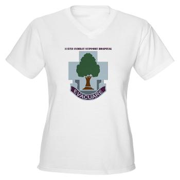 115CSH - A01 - 04 - DUI - 115th Combat Support Hospital with Text - Women's V-Neck T-Shirt
