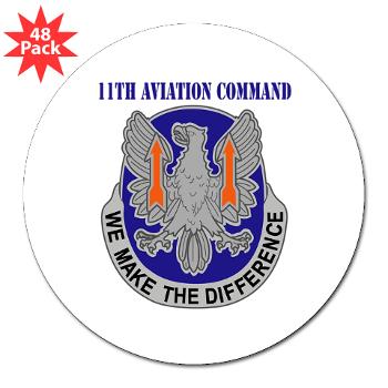 11AC - M01 - 01 - DUI - 11th Aviation Command with text - 3" Lapel Sticker (48 pk)