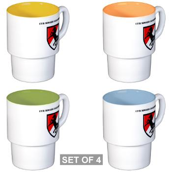 11ACR - M01 - 03 - SSI - 11th Armored Cavalry Regiment with Text - Stackable Mug Set (4 mugs)