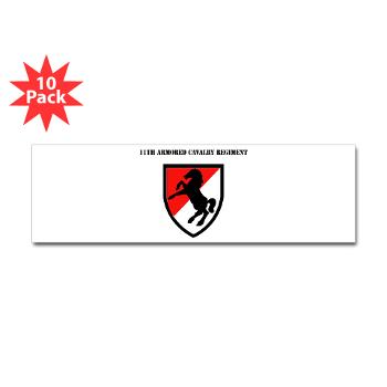 11ACR - M01 - 01 - SSI - 11th Armored Cavalry Regiment with Text - Sticker (Bumper 10 pk) - Click Image to Close