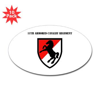 11ACR - M01 - 01 - SSI - 11th Armored Cavalry Regiment with Text - Sticker (Oval 10 pk) - Click Image to Close