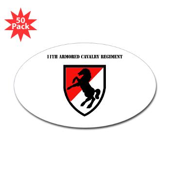 11ACR - M01 - 01 - SSI - 11th Armored Cavalry Regiment with Text - Sticker (Oval 50 pk) - Click Image to Close