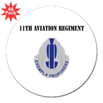 11AR - M01 - 01 - DUI - 11th Aviation Regiment with Text - 3" Lapel Sticker (48 pk)