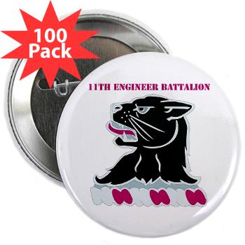 11EB - M01 - 01 - DUI - 11th Engineer Bn with Text 2.25" Button (100 pack)