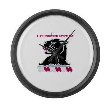 11EB - M01 - 03 - DUI - 11th Engineer Bn with Text Large Wall Clock