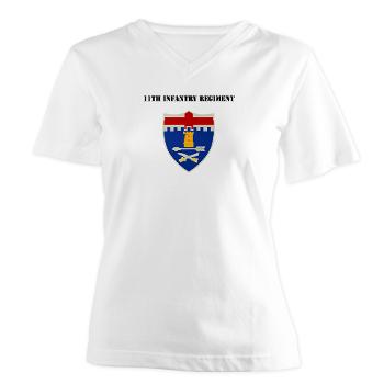 11IR - A01 - 04 - DUI - 11th Infantry Regiment - Women's V-Neck T-Shirt
