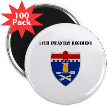 11IR - M01 - 01 - DUI - 11th Infantry Regiment with Text - 2.25" Magnet (100 pack)