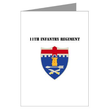 11IR - M01 - 02 - DUI - 11th Infantry Regiment with Text - Greeting Cards (Pk of 10)