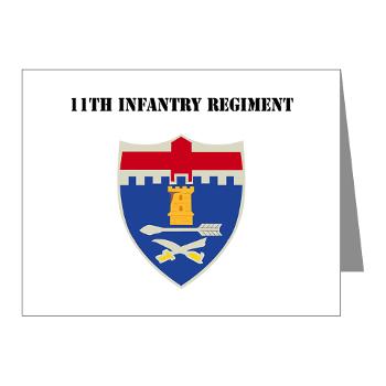 11IR - M01 - 02 - DUI - 11th Infantry Regiment with Text - Note Cards (Pk of 20)