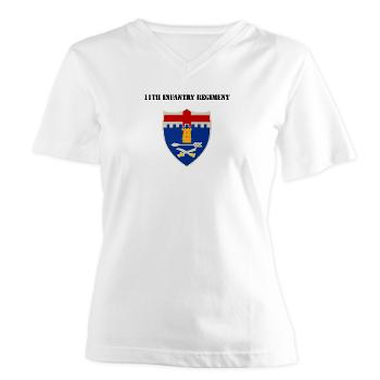 11IR - A01 - 04 - DUI - 11th Infantry Regiment with Text - Women's V-Neck T-Shirt