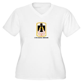 11SB - A01 - 04 - SSI - 11th Signal Brigade with Text - Women's V-Neck T-Shirt