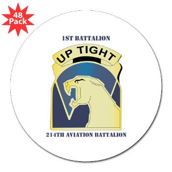 1214AB - M01 - 01 - DUI - 1-214th Aviation Bn with Text 3" Lapel Sticker (48 pk)