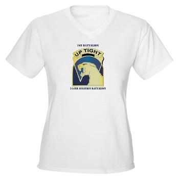 1214AB - A01 - 04 - DUI - 1-214th Aviation Bn with Text Women's V-Neck T-Shirt