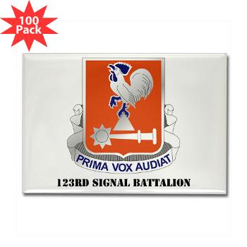 123SB - M01 - 01 - DUI - 123rd Signal Battalion with Text - Rectangle Magnet (100 pack)
