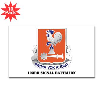123SB - M01 - 01 - DUI - 123rd Signal Battalion with Text - Sticker (Rectangle 10 pk)