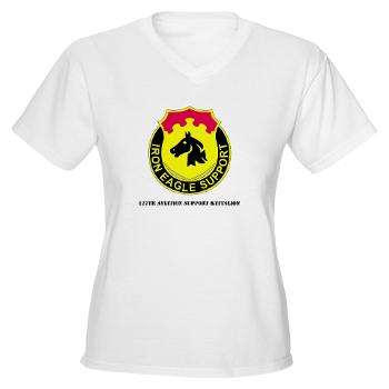 127ASB - A01 - 04 - DUI - 127th Avn Support Bn with Text - Women's V-Neck T-Shirt