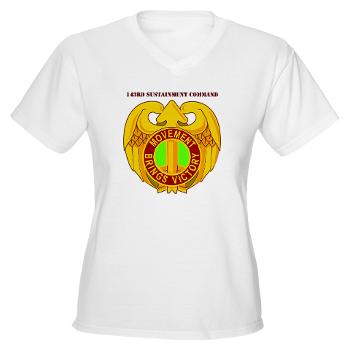 143SC - A01 - 04 - DUI - 143rd Sustainment Command with Text - Women's V-Neck T-Shirt