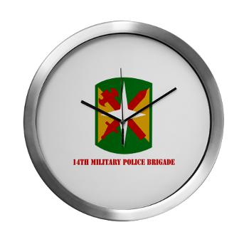 14MPB - M01 - 03 - SSI - 14th Military Police Bde with Text - Modern Wall Clock