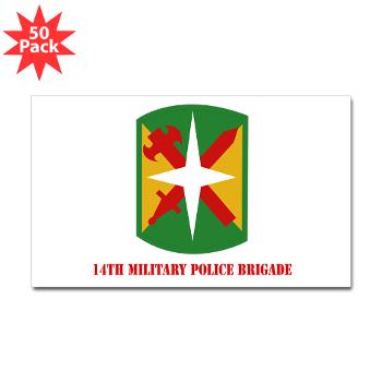 14MPB - M01 - 01 - SSI - 14th Military Police Bde with Text - Sticker (Rectangle 50 pk) - Click Image to Close