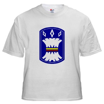 157IB - A01 - 04 - SSI - 157th Infantry Brigade White T-Shirt - Click Image to Close